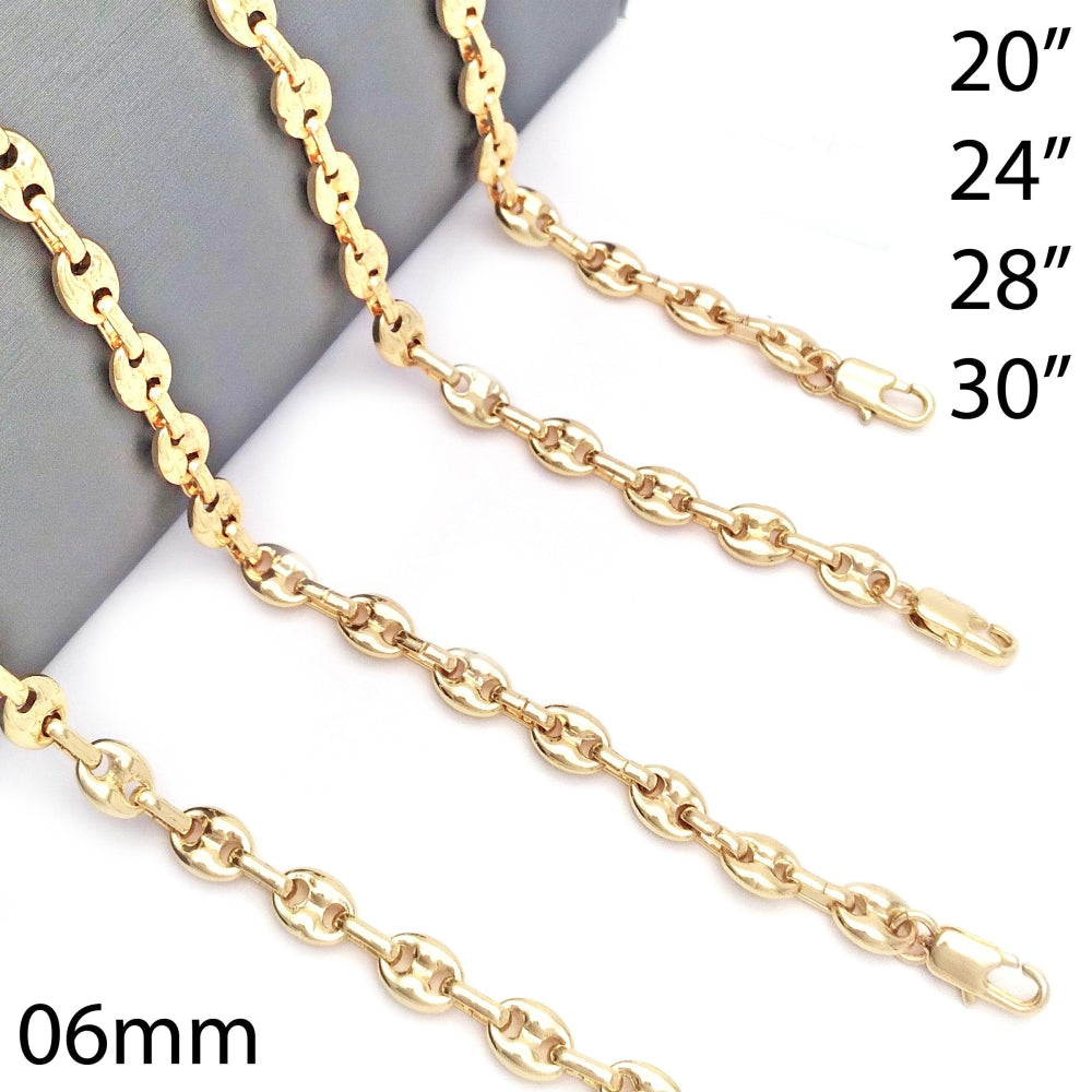 Oro Laminado Basic Necklace, Gold Filled Style Puff Mariner Design, Polished, Golden Finish