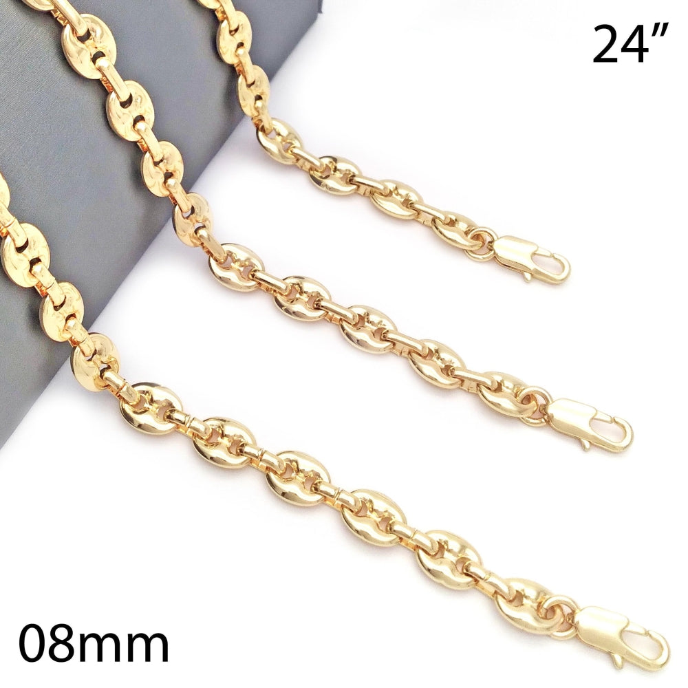 Oro Laminado Basic Necklace, Gold Filled Style Puff Mariner Design, Polished, Golden Finish
