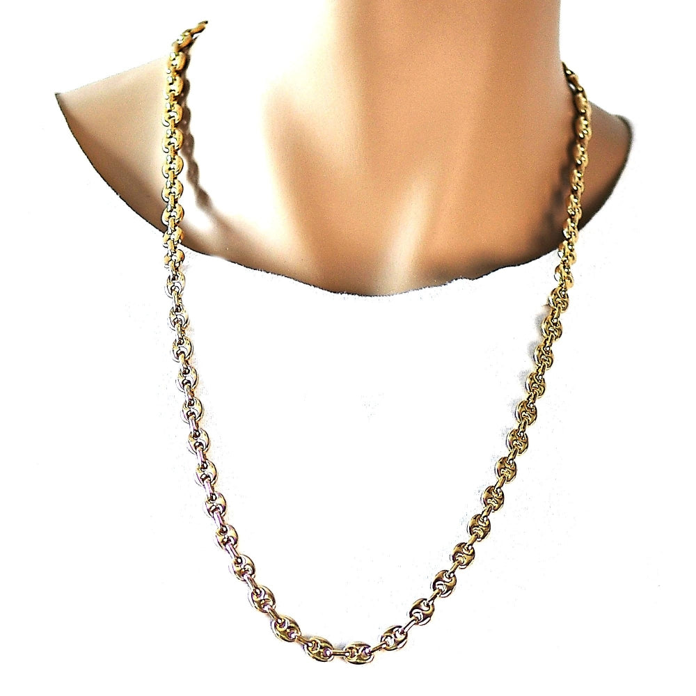 Oro Laminado Basic Necklace, Gold Filled Style Puff Mariner Design, Polished, Golden Finish