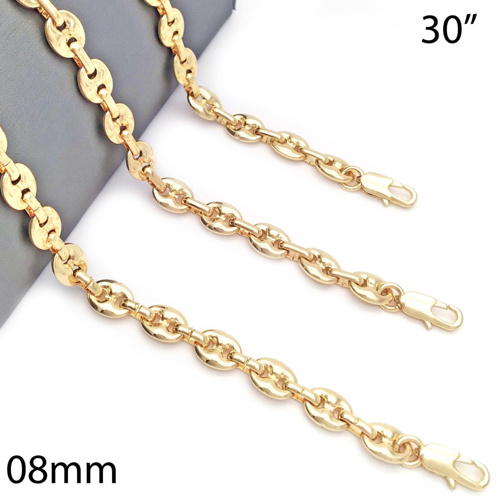 Oro Laminado Basic Necklace, Gold Filled Style Puff Mariner Design, Polished, Golden Finish