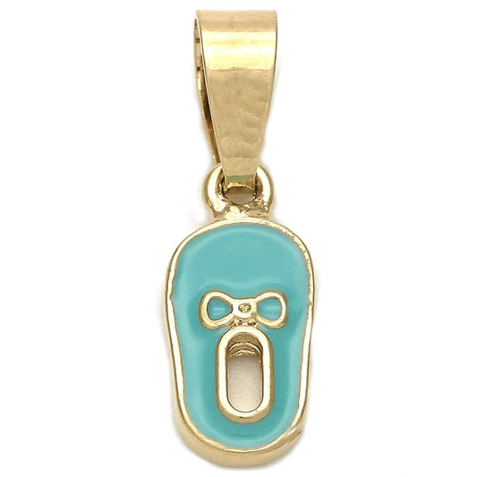 Oro Laminado Fancy Pendant, Gold Filled Style Shoes Design, Blue Enamel Finish, Golden Finish