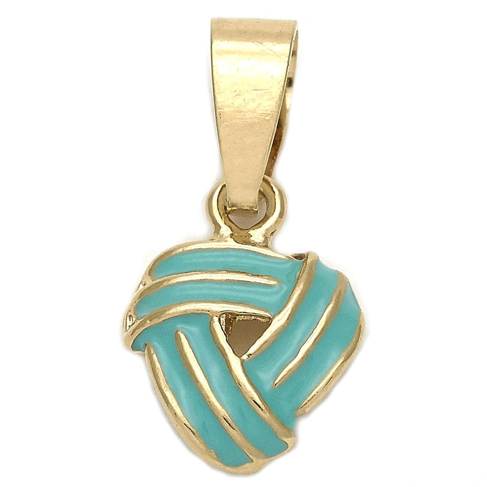 Oro Laminado Fancy Pendant, Gold Filled Style Love Knot Design, Blue Enamel Finish, Golden Finish