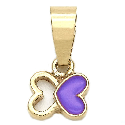 Oro Laminado Fancy Pendant, Gold Filled Style Butterfly Design, Purple Enamel Finish, Golden Finish