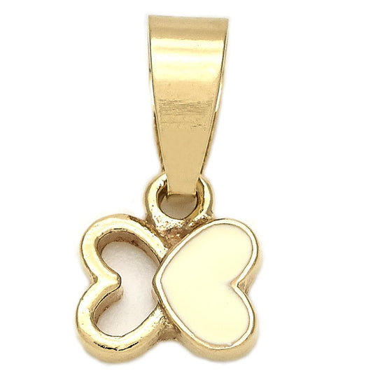 Oro Laminado Fancy Pendant, Gold Filled Style Butterfly Design, White Enamel Finish, Golden Finish