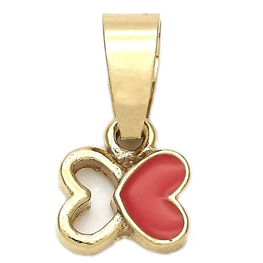 Oro Laminado Fancy Pendant, Gold Filled Style Butterfly Design, Orange Enamel Finish, Golden Finish