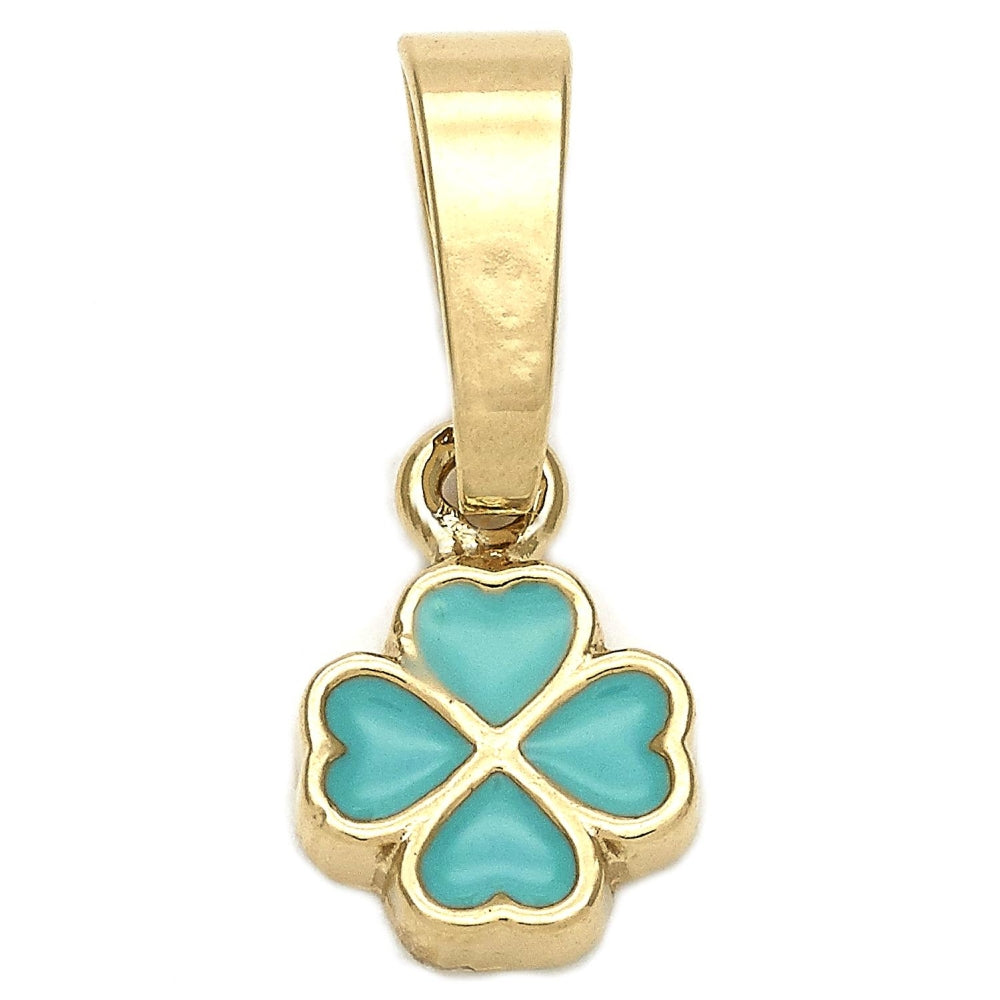 Oro Laminado Fancy Pendant, Gold Filled Style Flower Design, Blue Enamel Finish, Golden Finish