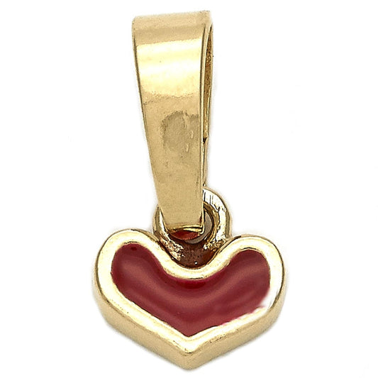 Oro Laminado Fancy Pendant, Gold Filled Style Heart Design, Red Enamel Finish, Golden Finish