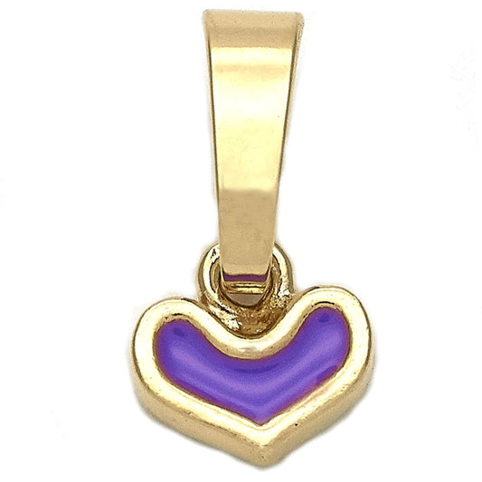 Oro Laminado Fancy Pendant, Gold Filled Style Heart Design, Purple Enamel Finish, Golden Finish