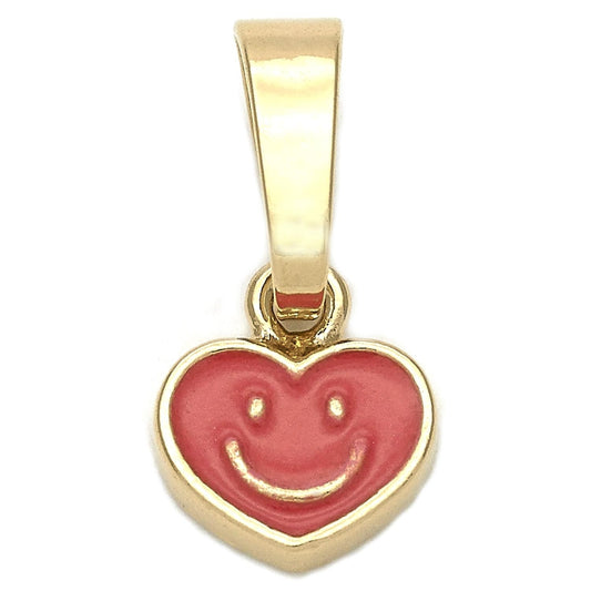 Oro Laminado Fancy Pendant, Gold Filled Style Heart Design, Orange Enamel Finish, Golden Finish