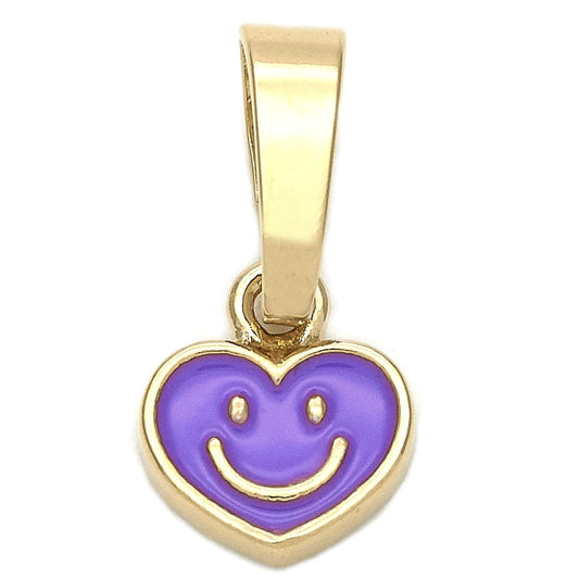 Oro Laminado Fancy Pendant, Gold Filled Style Heart Design, Purple Enamel Finish, Golden Finish