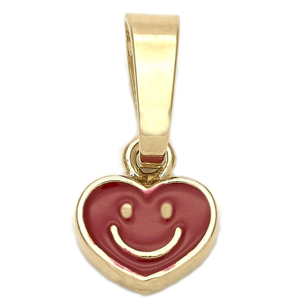 Oro Laminado Fancy Pendant, Gold Filled Style Heart Design, Red Enamel Finish, Golden Finish