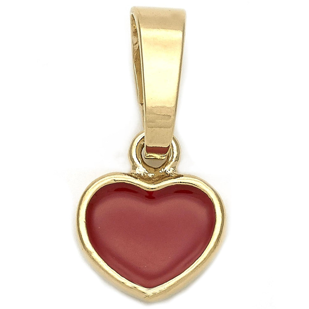 Oro Laminado Fancy Pendant, Gold Filled Style Heart Design, Red Enamel Finish, Golden Finish