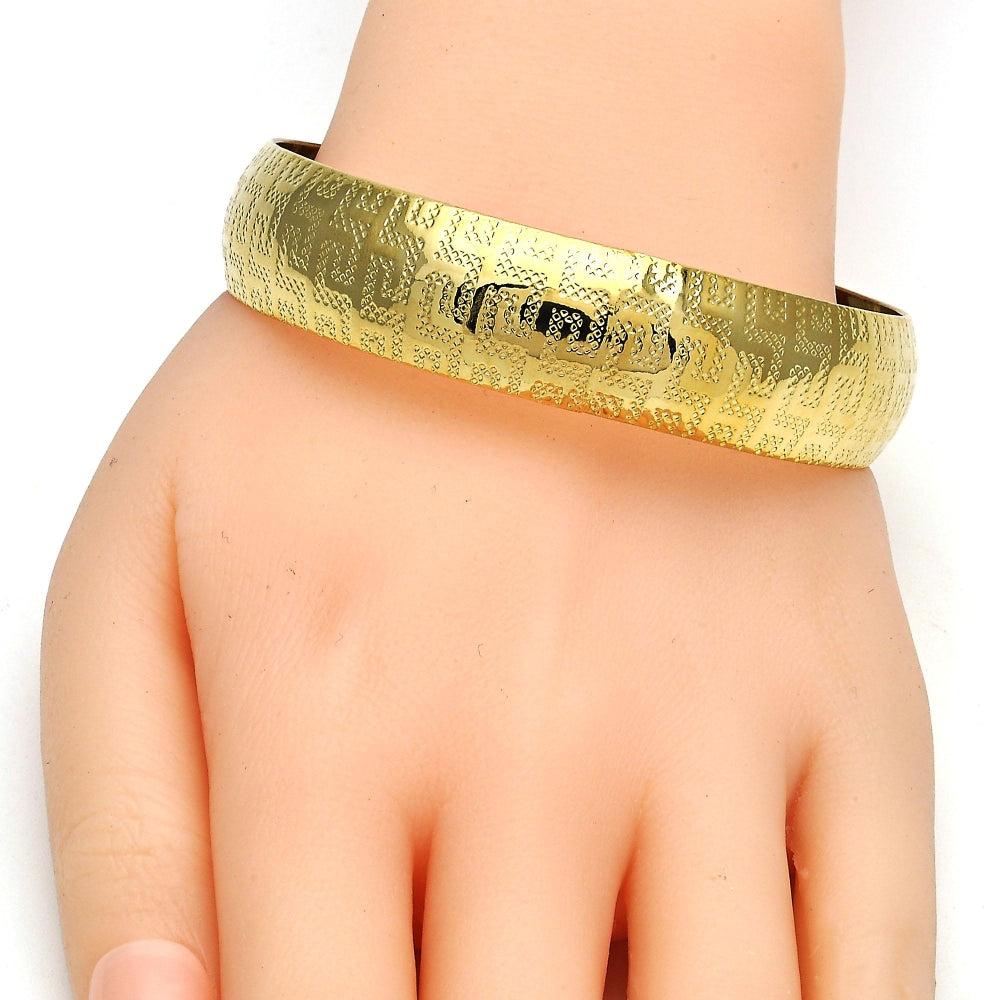 Oro Laminado Individual Bangle, Gold Filled Style Diamond Cutting Finish, Golden Finish