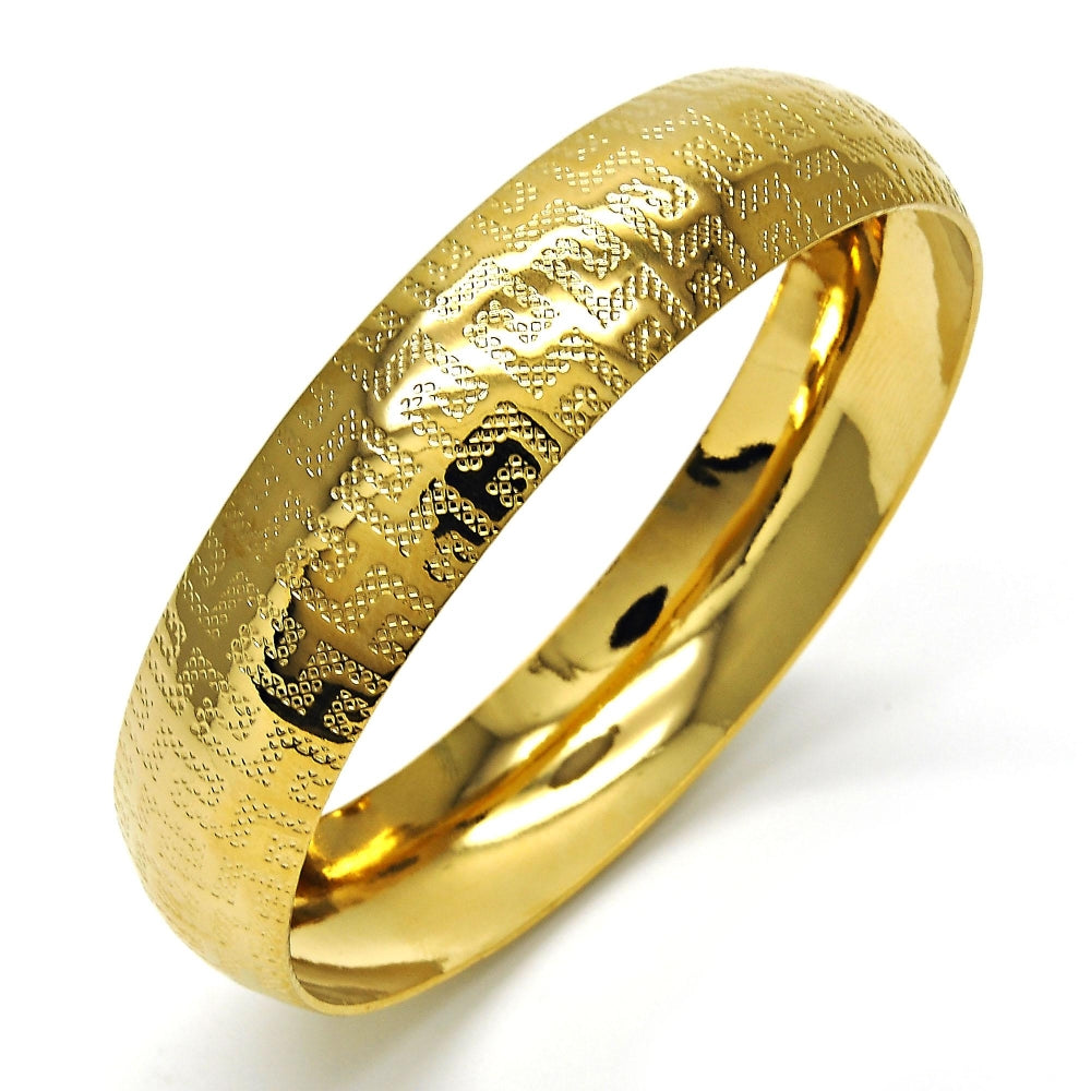 Oro Laminado Individual Bangle, Gold Filled Style Diamond Cutting Finish, Golden Finish