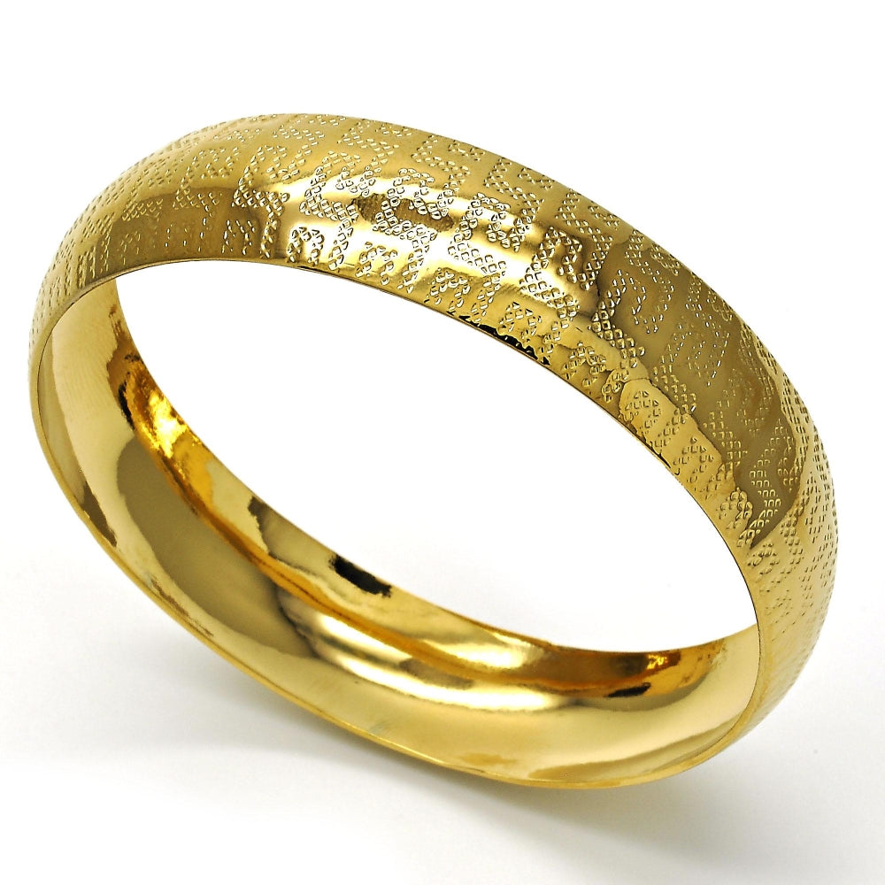 Oro Laminado Individual Bangle, Gold Filled Style Diamond Cutting Finish, Golden Finish