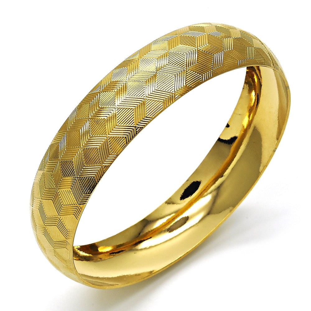 Oro Laminado Individual Bangle, Gold Filled Style Diamond Cutting Finish, Golden Finish