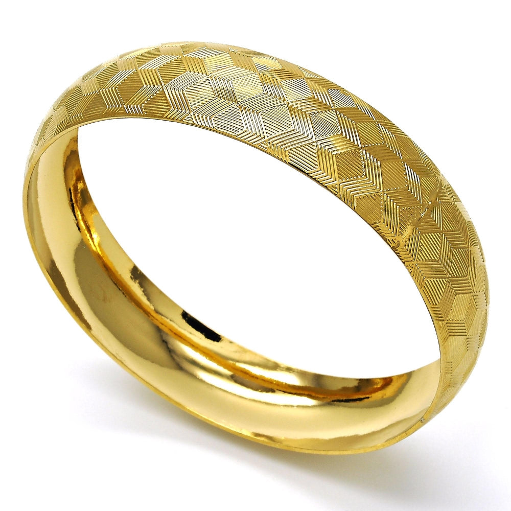 Oro Laminado Individual Bangle, Gold Filled Style Diamond Cutting Finish, Golden Finish