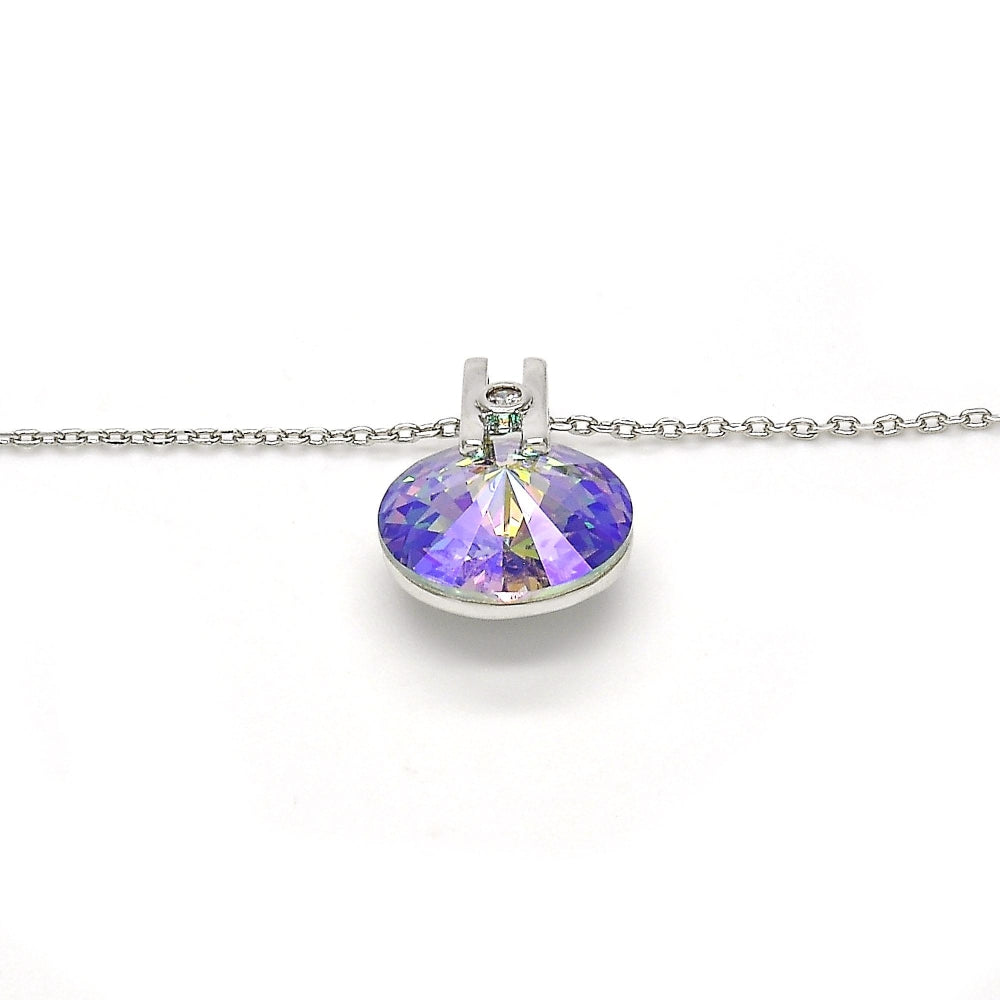 Rhodium Gold Filled Pendant Necklace, with Crystal Swarovski Crystals and White Micro Pave, Polished, Rhodium Finish