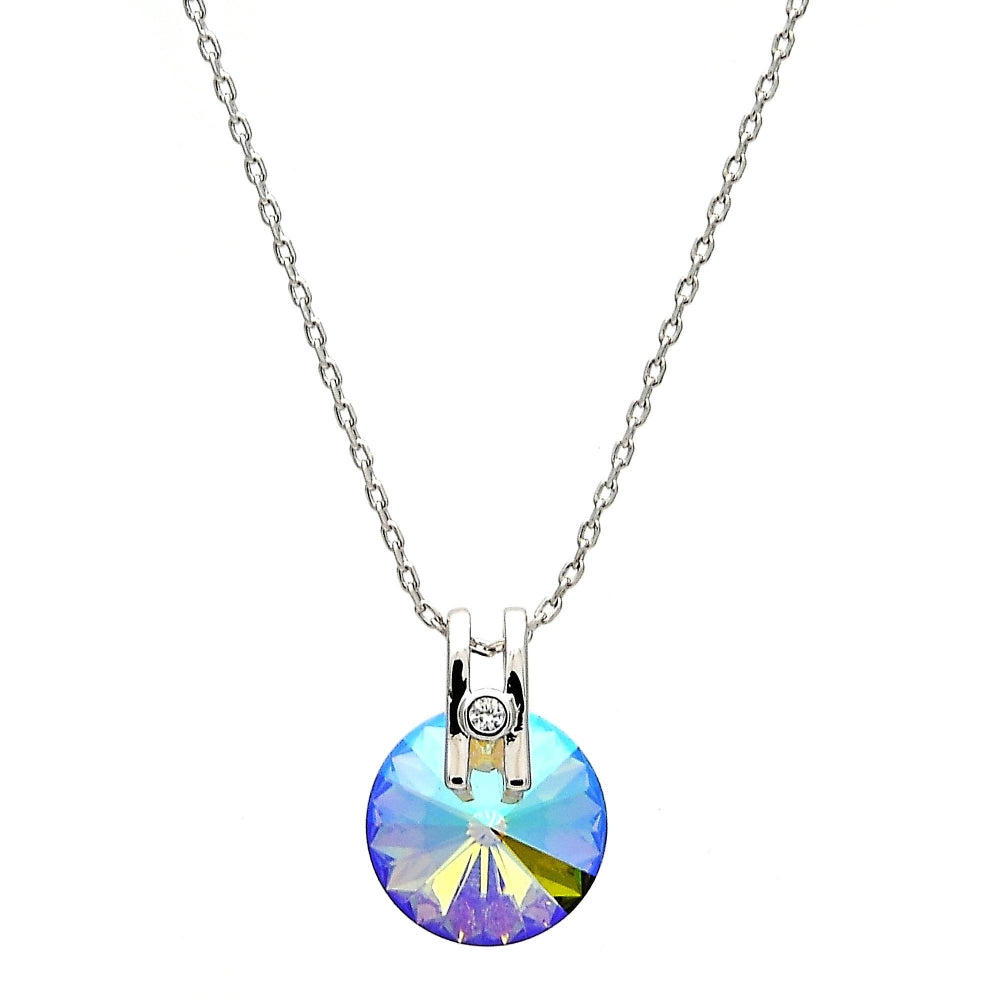 Rhodium Gold Filled Pendant Necklace, with Crystal Swarovski Crystals and White Micro Pave, Polished, Rhodium Finish