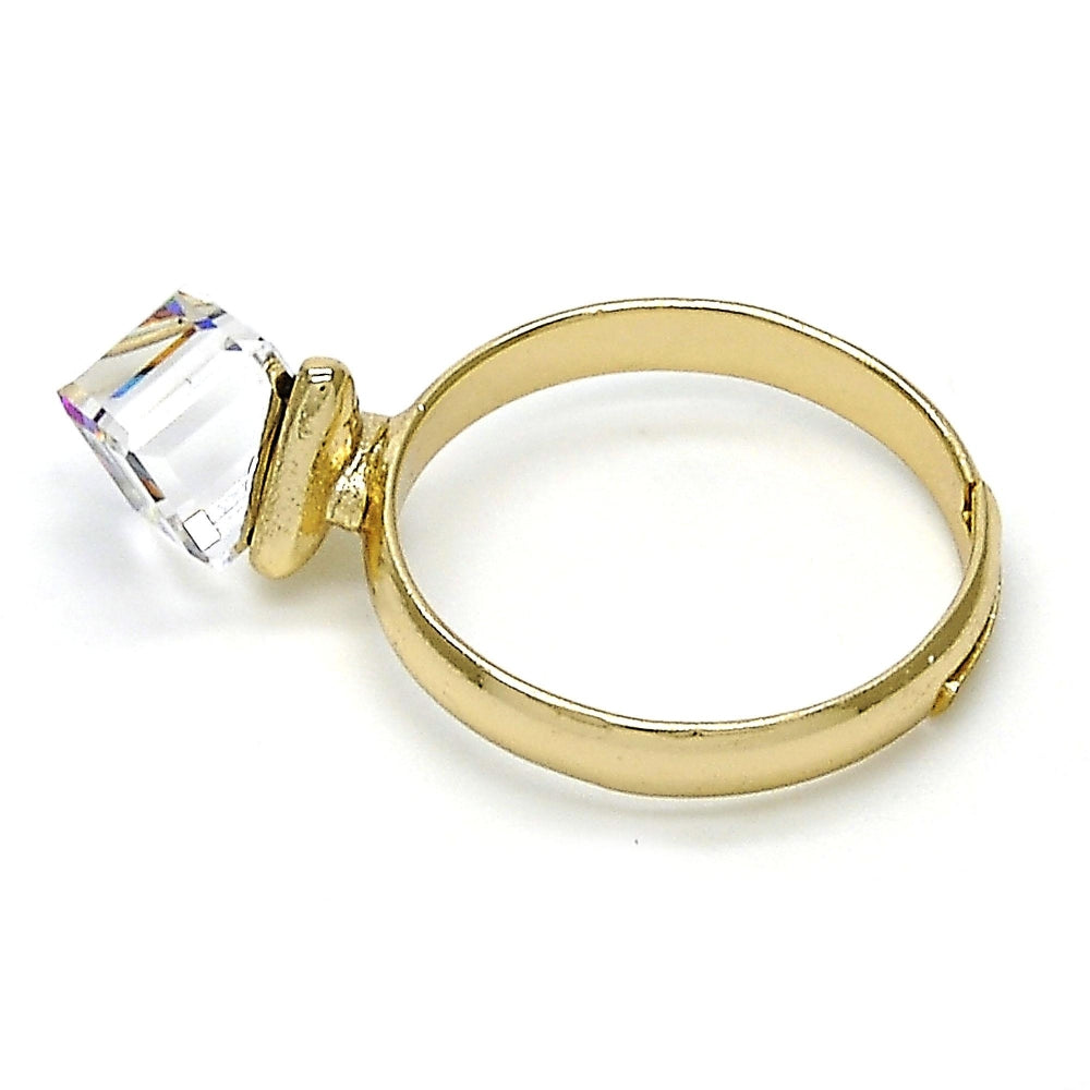 Oro Laminado Multi Stone Ring, Gold Filled Style with Vitrail Light Swarovski Crystals, Polished, Golden Finish