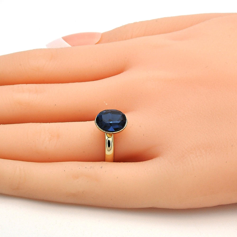 Oro Laminado Multi Stone Ring, Gold Filled Style with Montana Swarovski Crystals, Polished, Golden Finish