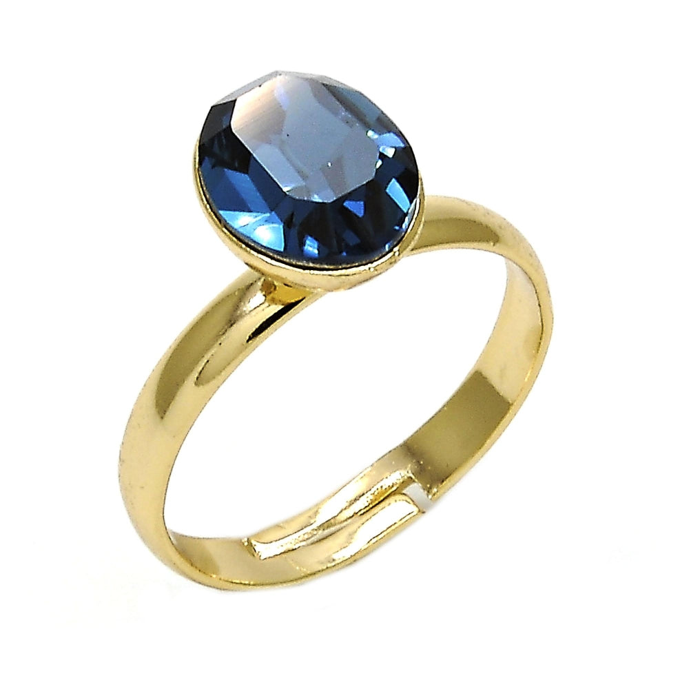 Oro Laminado Multi Stone Ring, Gold Filled Style with Montana Swarovski Crystals, Polished, Golden Finish
