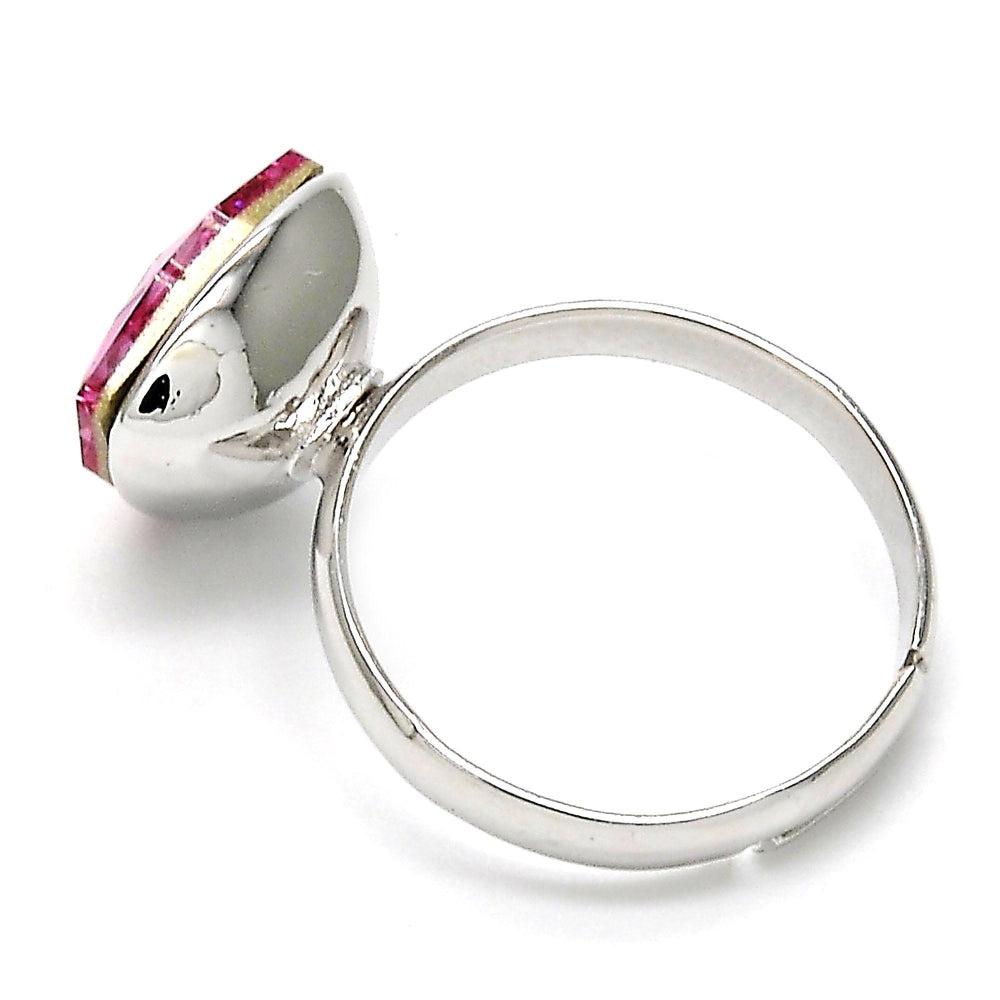 Rhodium Gold Filled Multi Stone Ring, with Rose Swarovski Crystals, Polished, Rhodium Finish