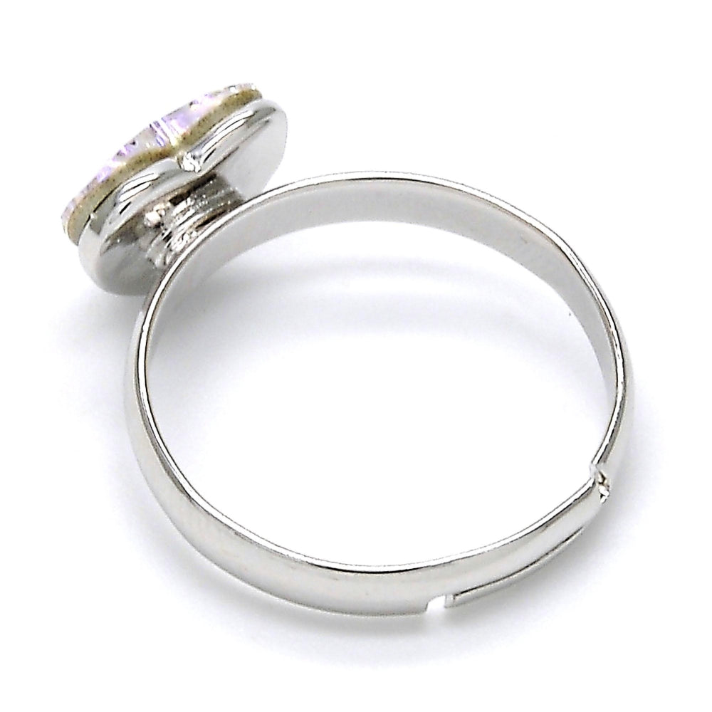 Rhodium Gold Filled Multi Stone Ring, Heart Design, with Aurore Boreale Swarovski Crystals, Polished, Rhodium Finish
