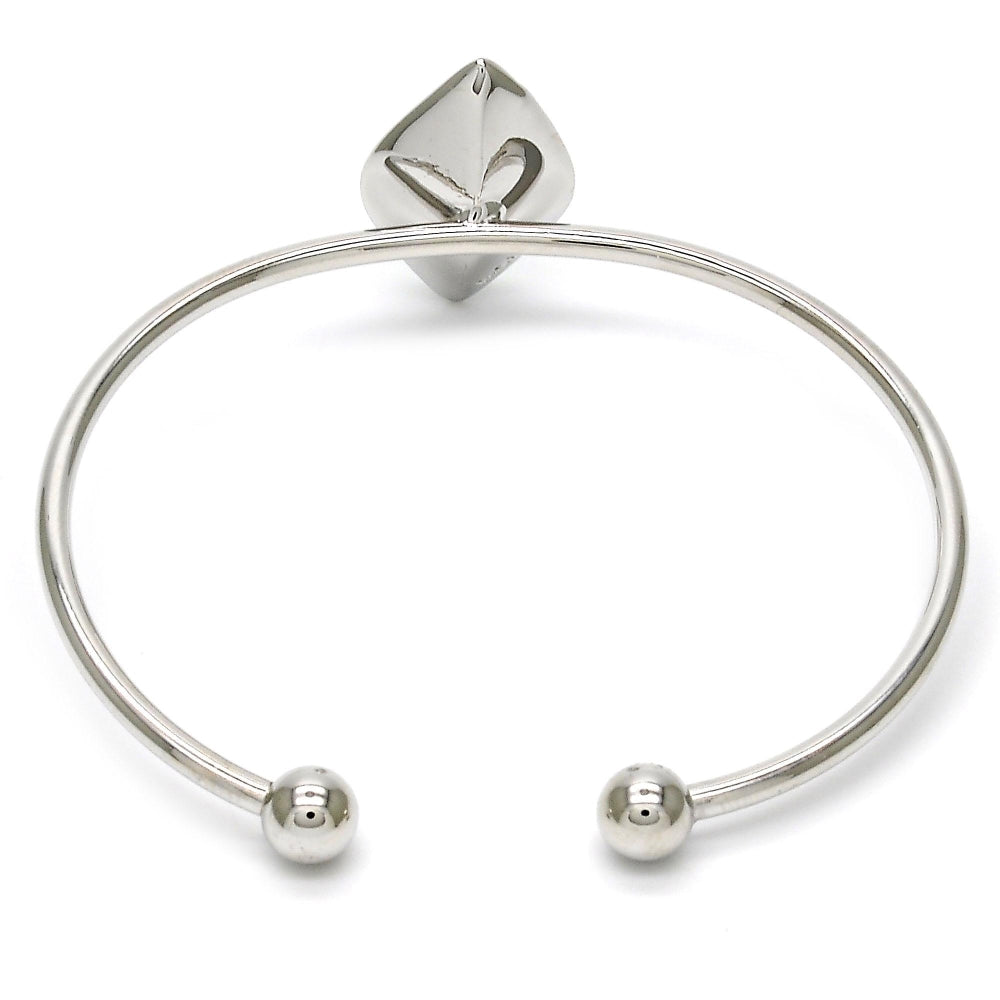 Rhodium Gold Filled Individual Bangle, with Fern Green Swarovski Crystals, Polished, Rhodium Finish