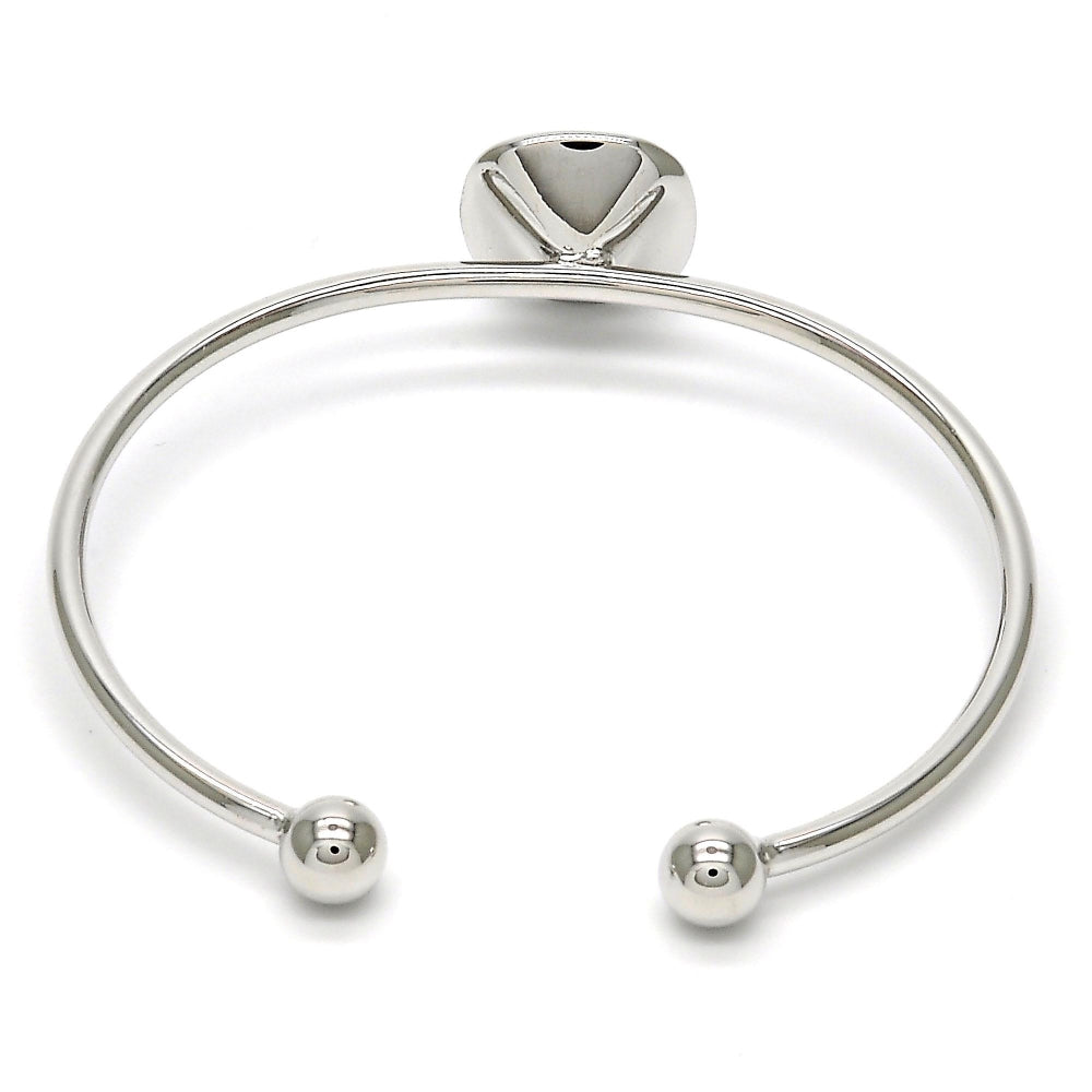 Rhodium Gold Filled Individual Bangle, with Light Turquoise Swarovski Crystals, Polished, Rhodium Finish