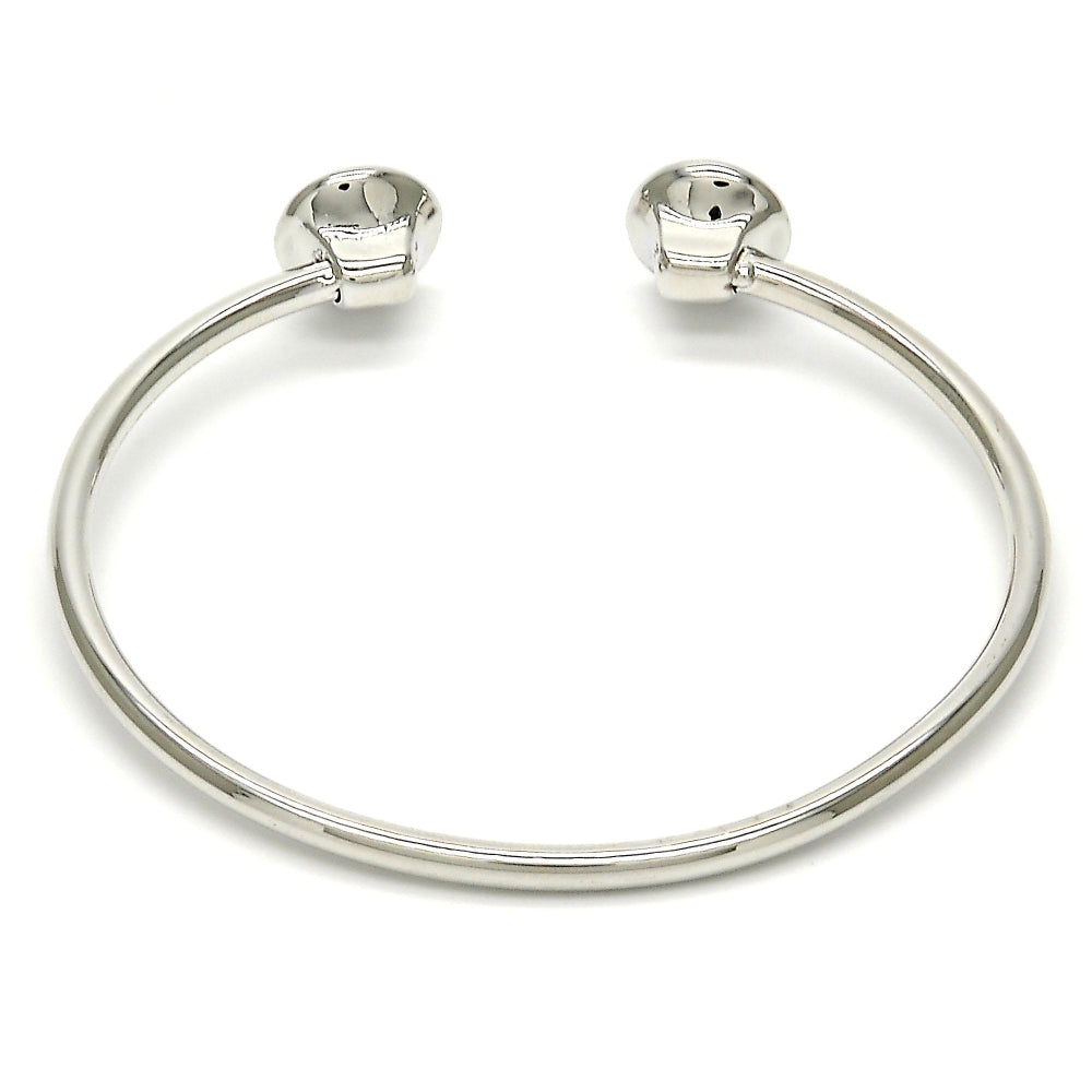 Rhodium Gold Filled Individual Bangle, with Rose Swarovski Crystals, Polished, Rhodium Finish