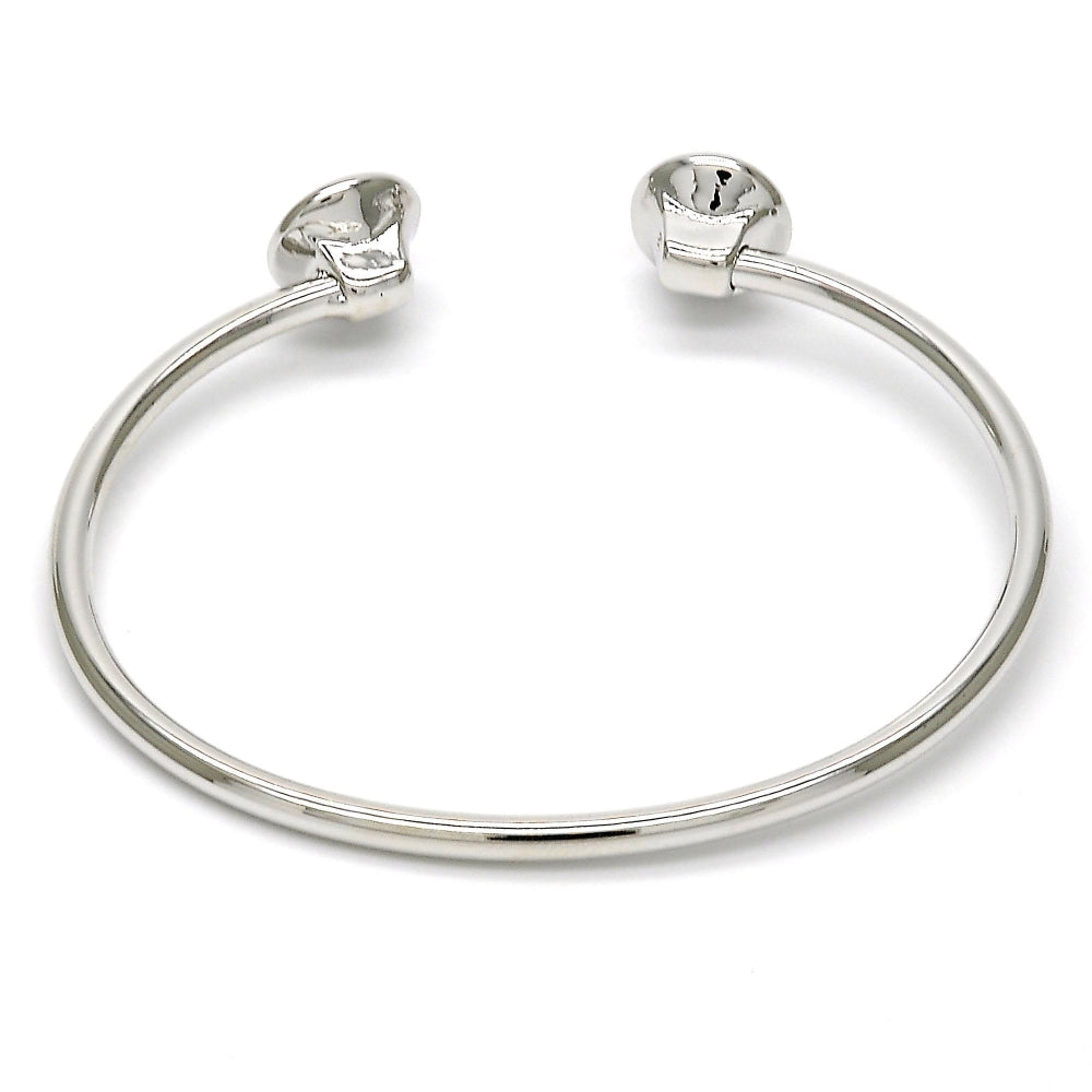 Rhodium Gold Filled Individual Bangle, with Rose Peach Swarovski Crystals, Polished, Rhodium Finish