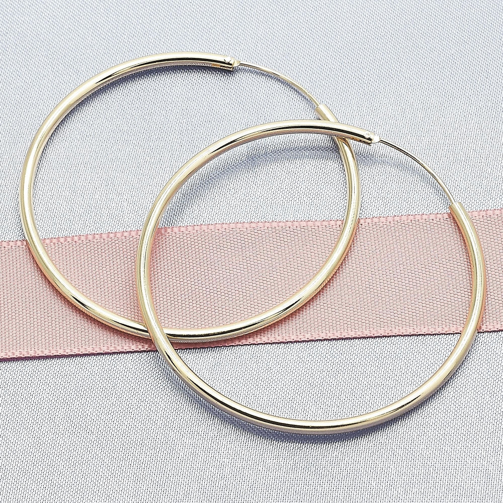 Oro Laminado Large Hoop, Gold Filled Style Polished, Golden Finish