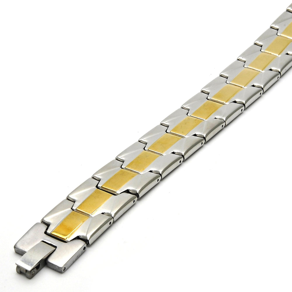 Stainless Steel Solid Bracelet, Polished, Two Tone