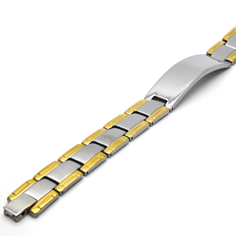 Stainless Steel Solid Bracelet, Polished, Two Tone