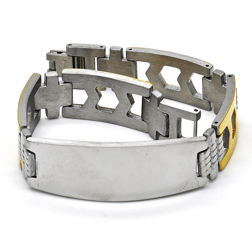 Stainless Steel Solid Bracelet, Polished, Two Tone