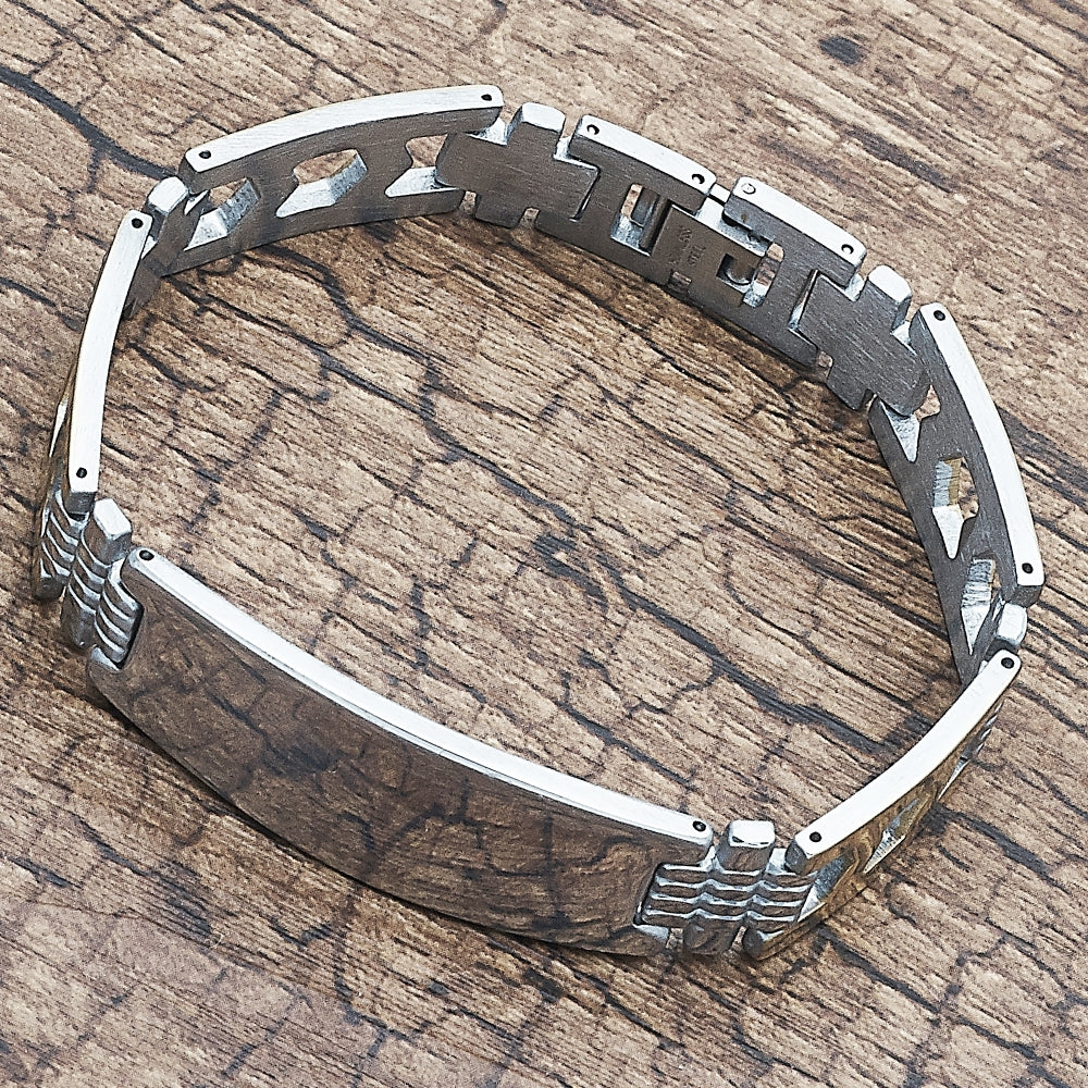 Stainless Steel Solid Bracelet, Polished, Two Tone