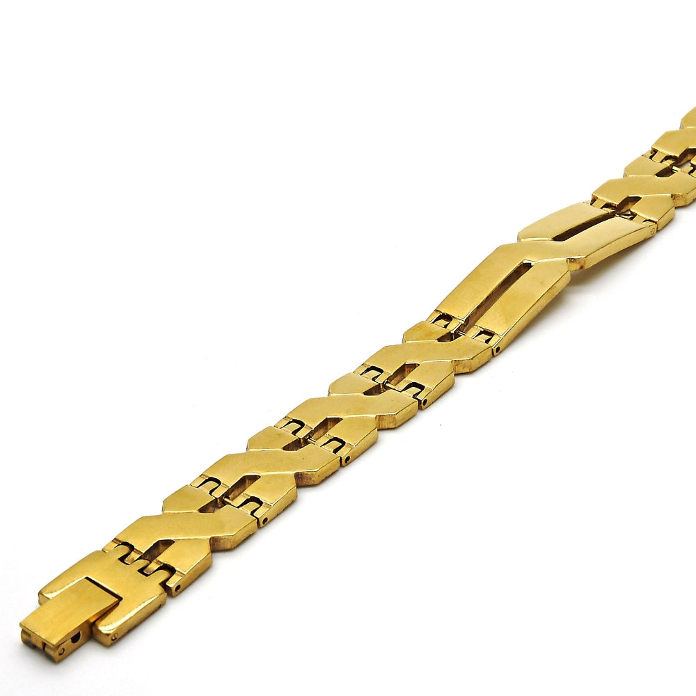 Stainless Steel Solid Bracelet, Polished, Golden Finish