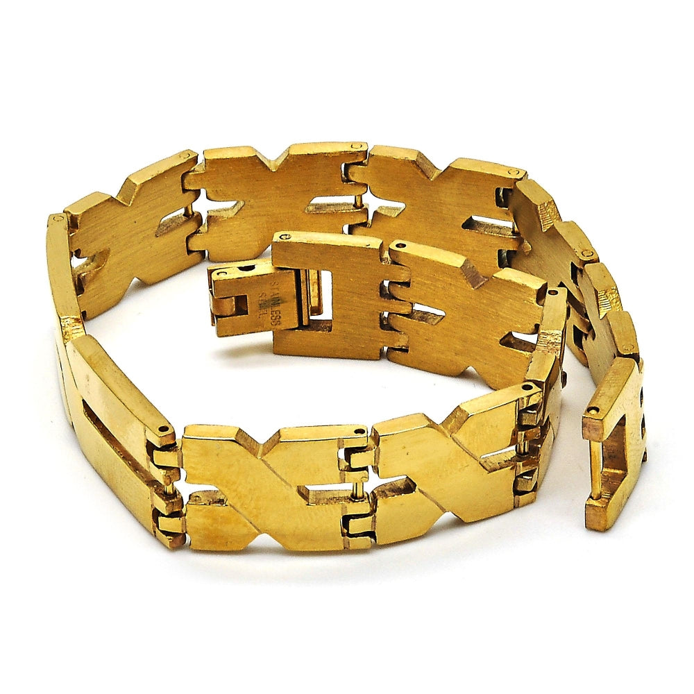 Stainless Steel Solid Bracelet, Polished, Golden Finish