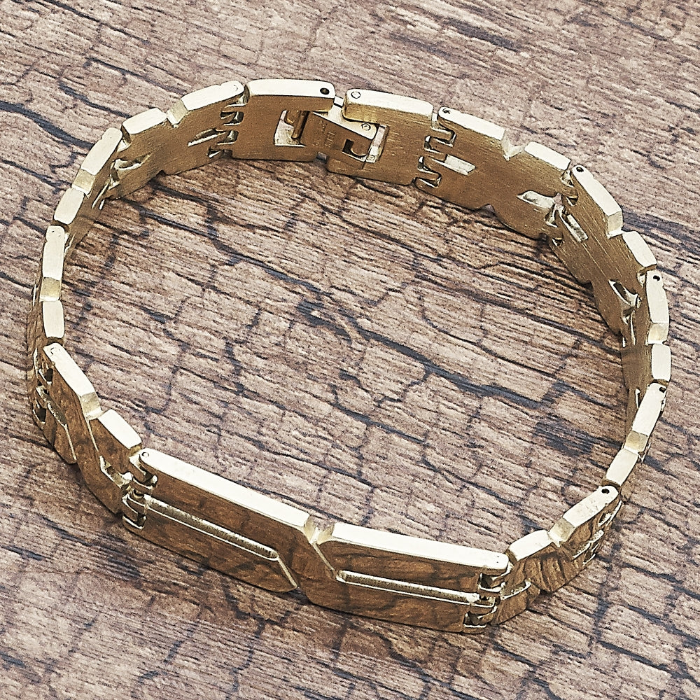 Stainless Steel Solid Bracelet, Polished, Golden Finish