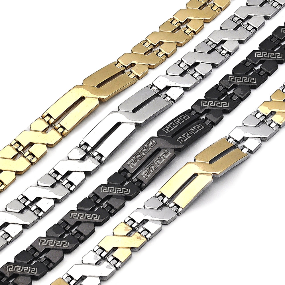 Stainless Steel Solid Bracelet, Polished, Golden Finish