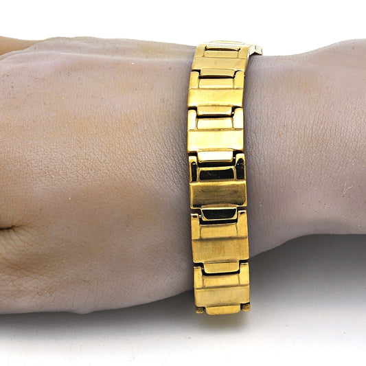 Stainless Steel Solid Bracelet, Brushed Finish, Golden Finish