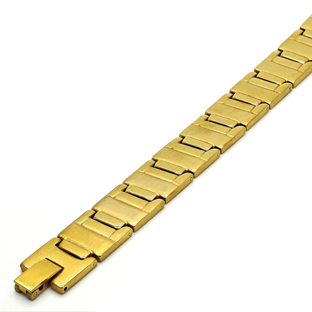 Stainless Steel Solid Bracelet, Brushed Finish, Golden Finish