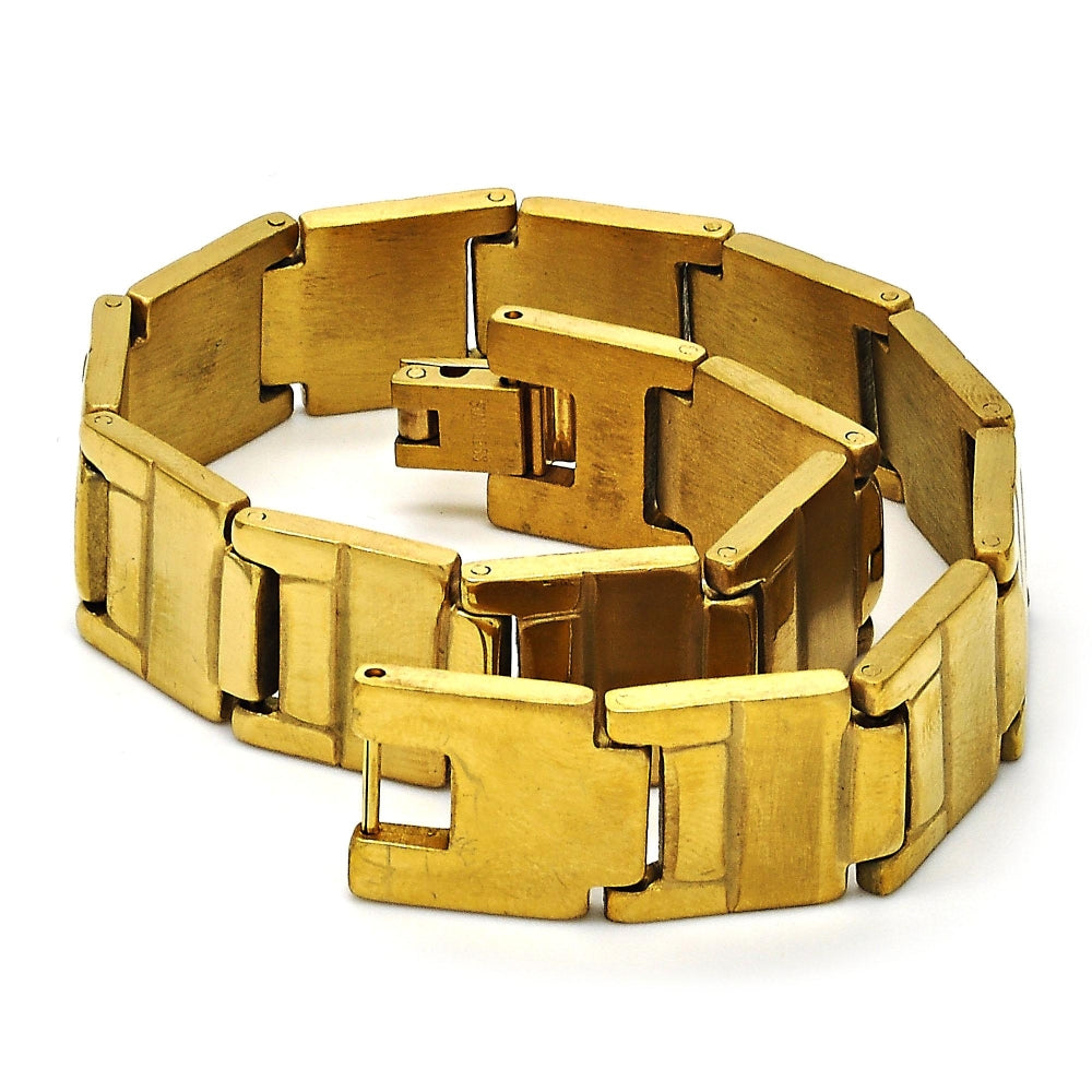 Stainless Steel Solid Bracelet, Brushed Finish, Golden Finish