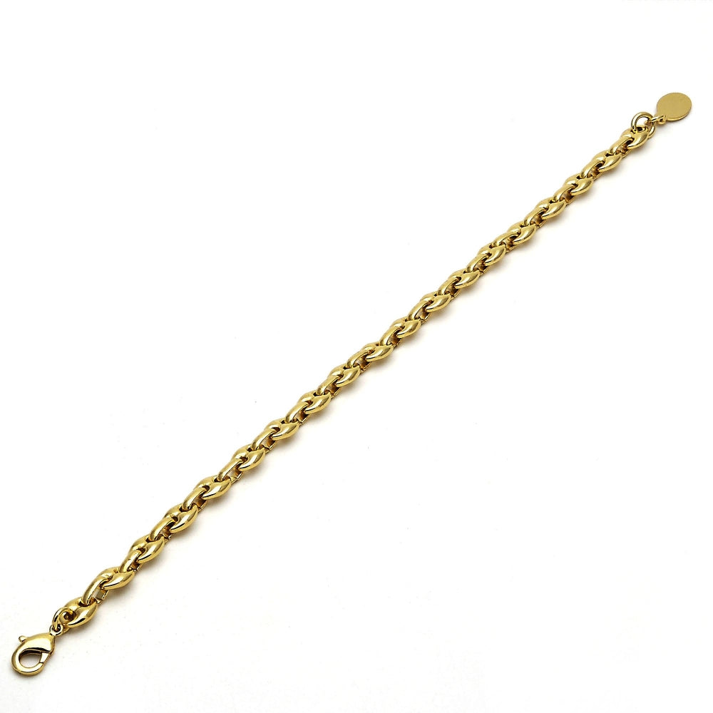 Oro Laminado Basic Bracelet, Gold Filled Style Puff Mariner Design, Polished, Golden Finish