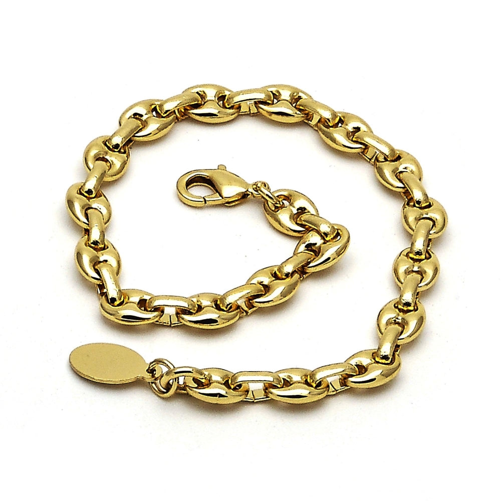 Oro Laminado Basic Bracelet, Gold Filled Style Puff Mariner Design, Polished, Golden Finish