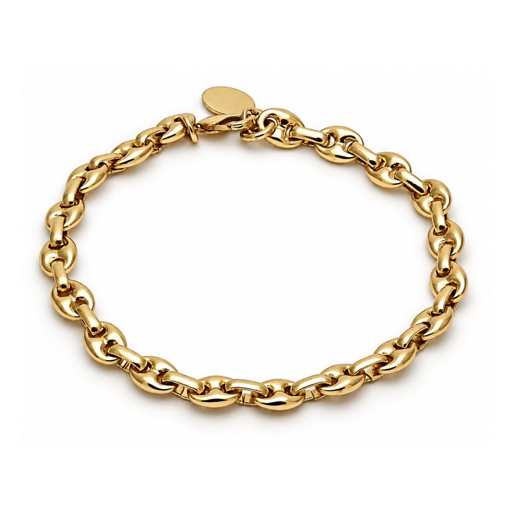 Oro Laminado Basic Bracelet, Gold Filled Style Puff Mariner Design, Polished, Golden Finish