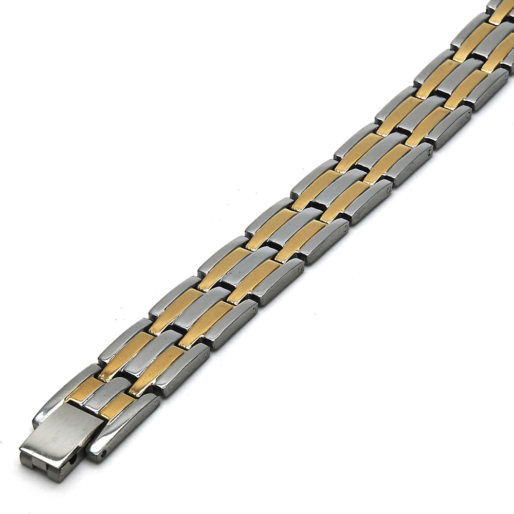 Stainless Steel Solid Bracelet, Polished, Two Tone