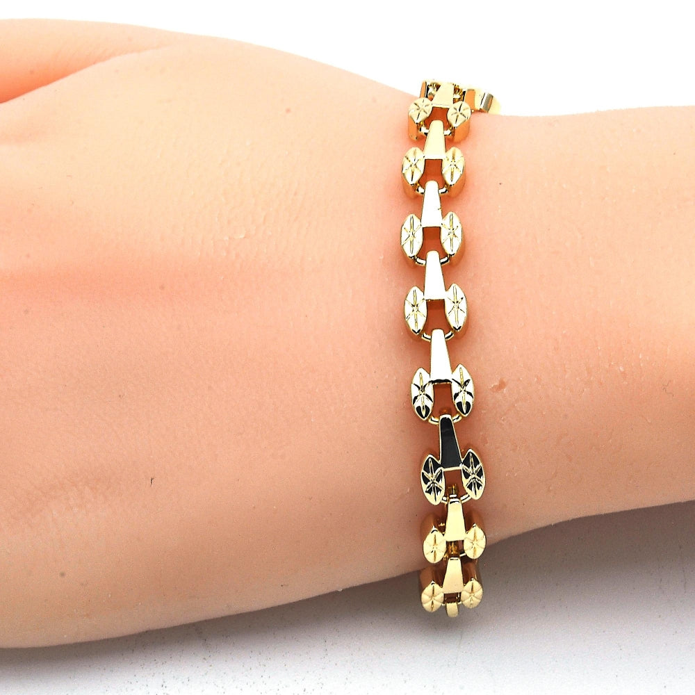 Oro Laminado Fancy Bracelet, Gold Filled Style Polished, Golden Finish