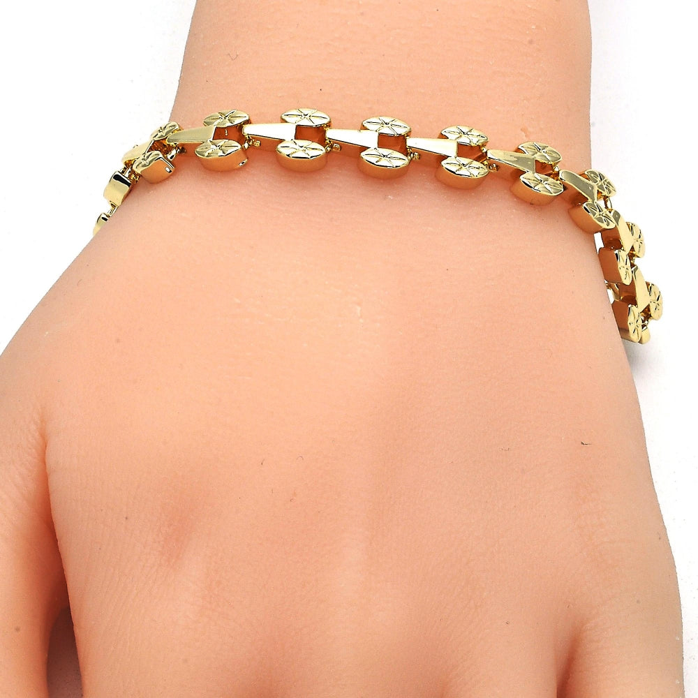 Oro Laminado Fancy Bracelet, Gold Filled Style Polished, Golden Finish